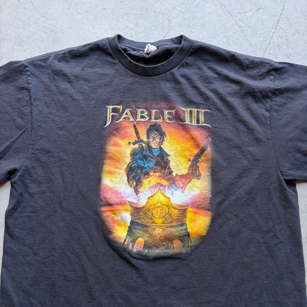 Fable III Xbox 360 Promo T-Shirt Mens XL Black Video Game Graphic Tee 2010